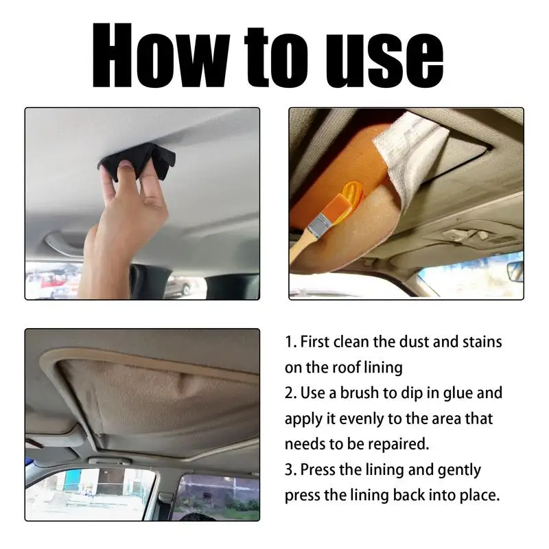 Car Ceiling Repair Adhesive Car Roof Liner Quick Repair 100g Quick Repair Adhesive Instant Strong Bonding Leather & Fabric image 3