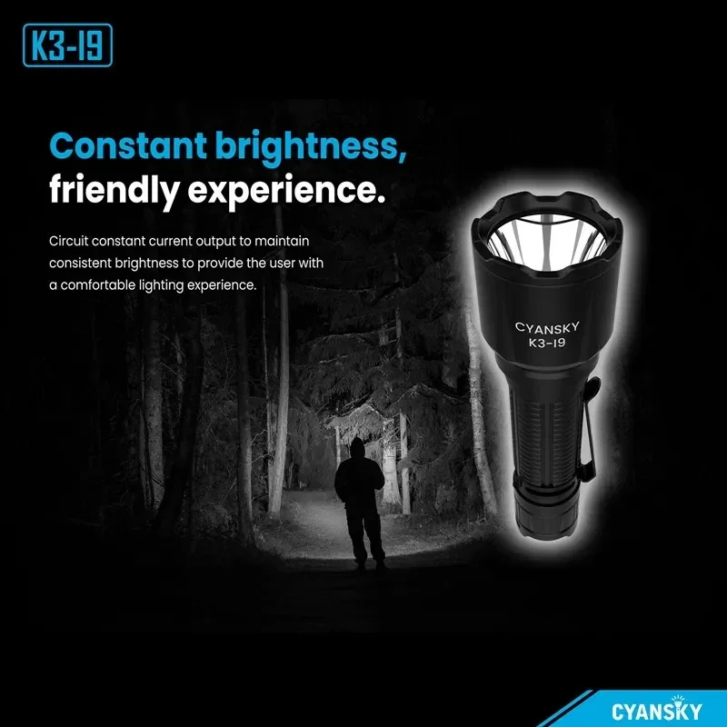 Cyansky K3-I9 Infrare Tactical Flashlight LED Long-Range Powerful 5000mAh for Action Police Law Enforcement Hunting and Shooting