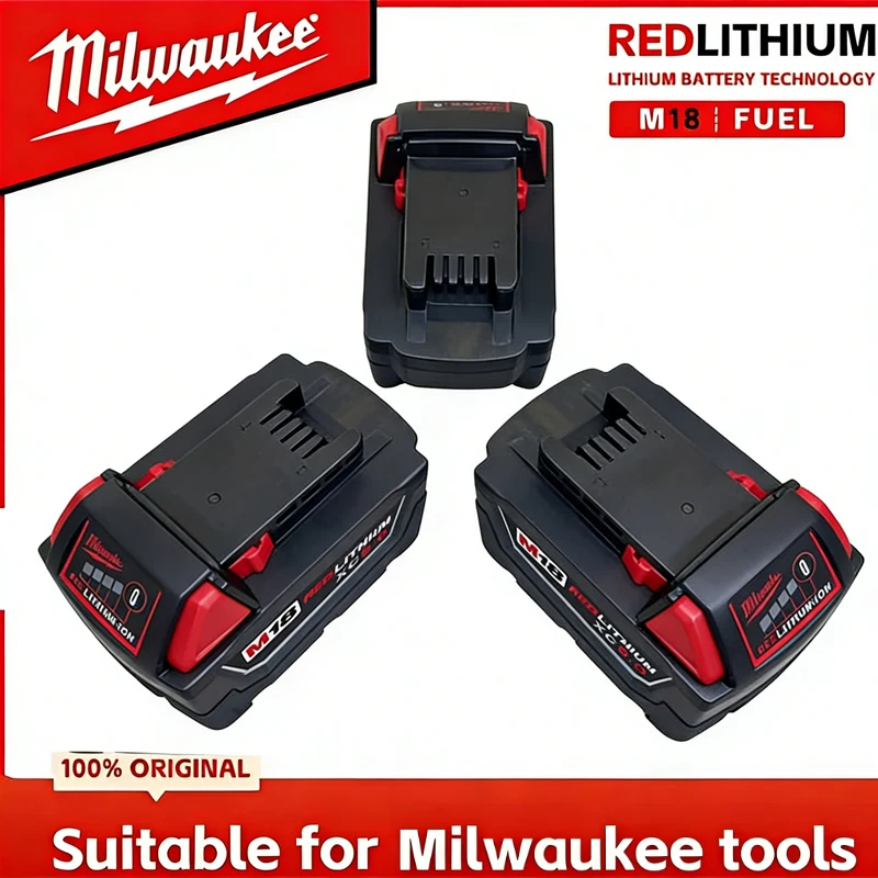

2026Milwaukee Original18V M18 Milwaukee Lithium ion Battery M18 B6 XC 48-11-1815 2604-20 48-11-18501860Rechargeable tool battery
