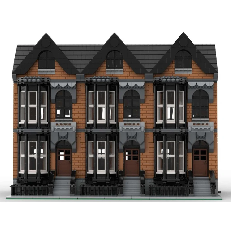 1047 Uds. Casa Modular de piedra marrón Popular nuevos bloques de construcción DIY calles urbanas Villas de piedra marrón regalos de vacaciones para niños MOC- 162599