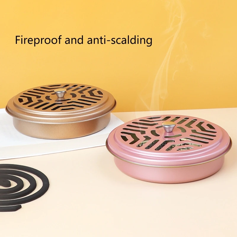 Indoor Metal Round Rack Plate Heat Resistant Durable Anti Deformed Mosquito Coil Holder for Fishing Mosquito Incense Box