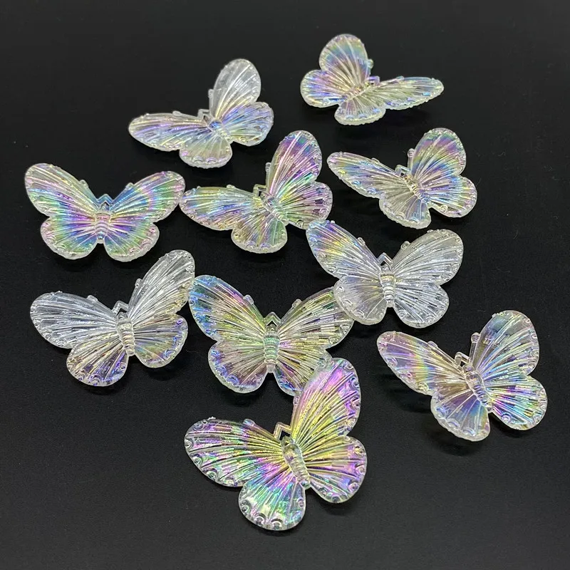 10 pcs/lot Butterfly Shape Beads Multi Gradient Color Acrylic  For Jewelry Making Handmade DIY Accessories
