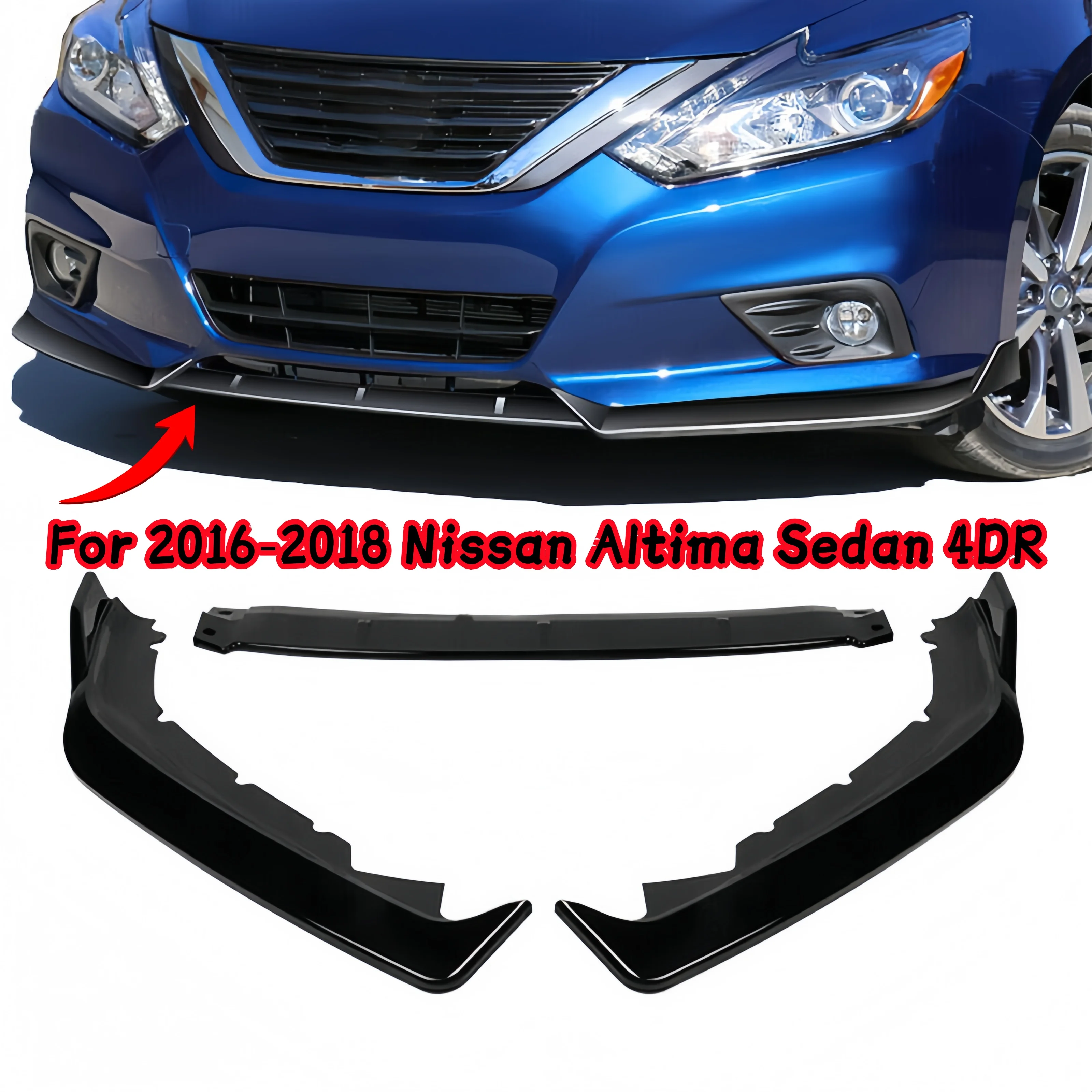Gloss Black Car Front Bumper Splitter Lip Diffuser Body Kit Spoiler Guard For Nissan Altima Sedan 4DR 2016 2017 2018