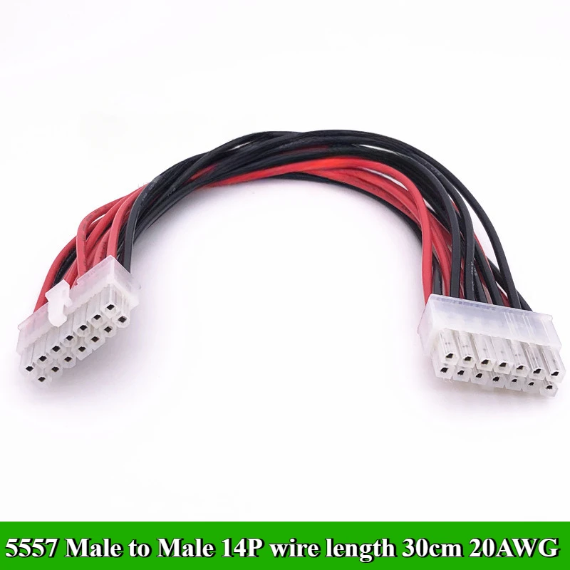 2Pcs/lot 5557/559 Male to Male Double Row Double head 2/4/6/8/10/12/14/16/18/20/24P Pin Terminal Wire 30cm 20AWG Electronic Wire