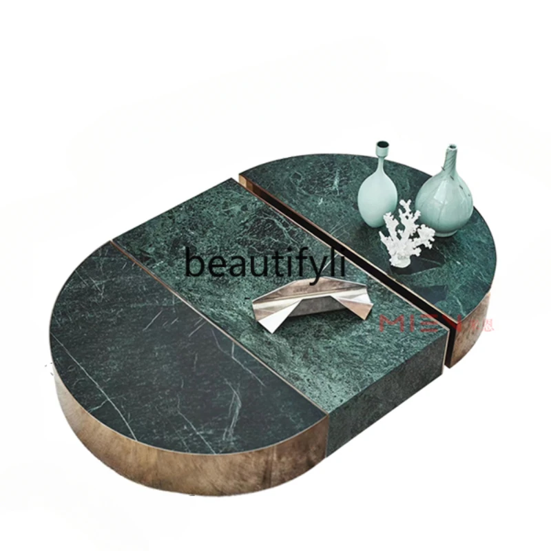 

Italian-Style Light Luxury Large Flat Floor Combined Tea Table Marble Tea Table Large Apartment Living Room Coffee Table