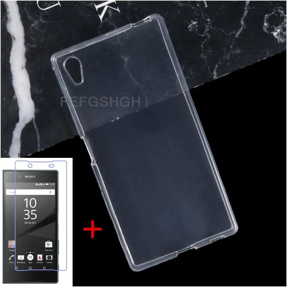 Anti-knock Soft TPU Phone Case For Sony Xperia Z5 Z 5 E6653 SOV32 E6603 501SO Silicone Caso Cover Bumper Tempered Glass