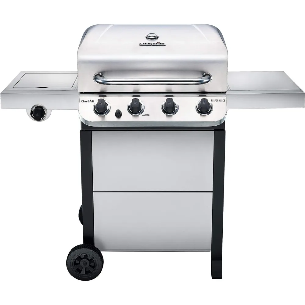 BBQ Grill Convective 4-Burner With Side Burner Cart Propane Gas Stainless Steel Grills Outdoors Grill Portable BBQ Grill