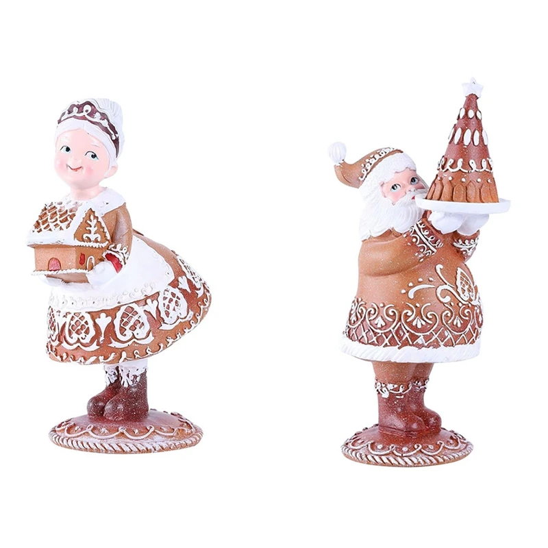 Christmas Decor Resin Gingerbread Santa Christmas Decorations Indoor Home Bedroom Decor 6.5 X 8 X 16Cm Durable Easy Install