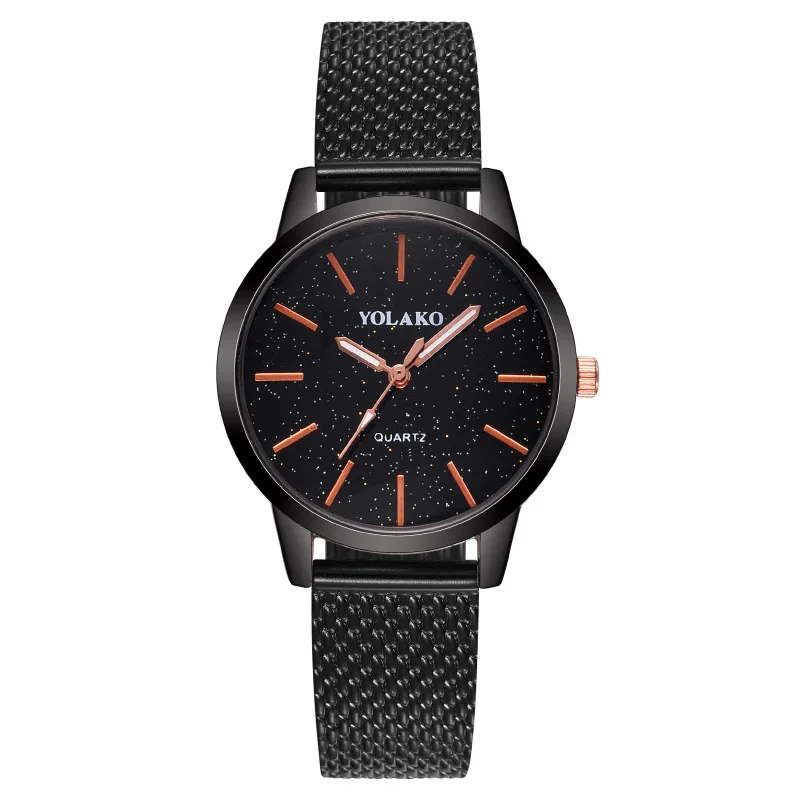 Nordic minimalist and fashionable black women's watch, women's watch with plastic strap quartz watch