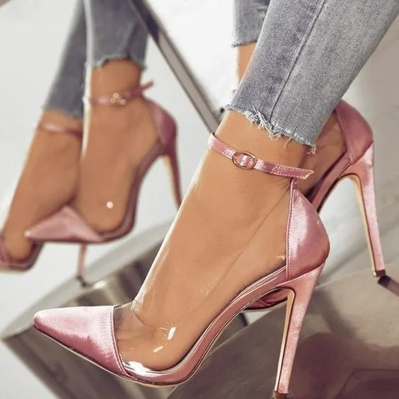 Branded Pumps High Heels Pointed Toe 2024 Women\'s Shoes With Straps Sexy Sandals Footwear Clogs On A Wedge Fashion Spikes Latest