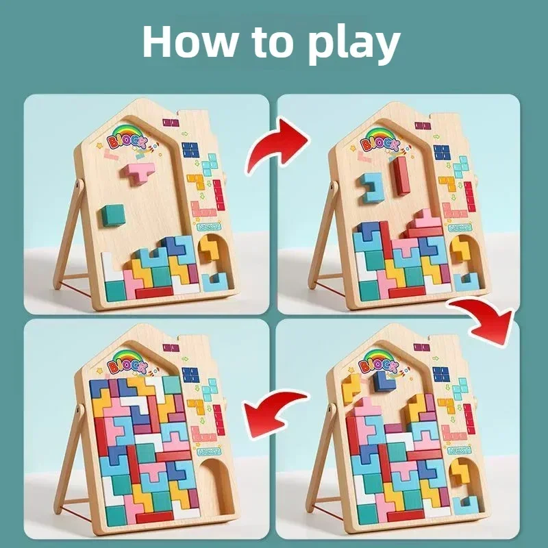 Blocs de construction colorés Montessori 3D, Puzzle pour enfants, Tangram, Intelligence, éducation précoce, jeux de table éducatifs