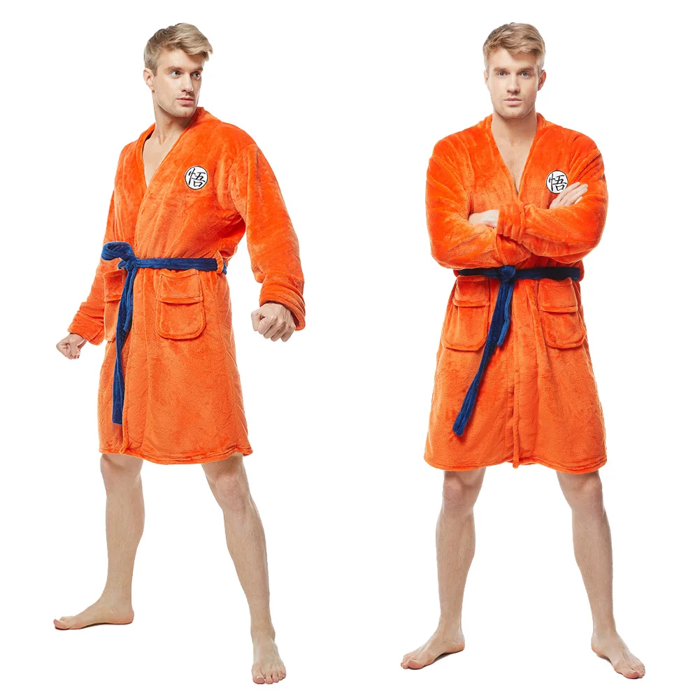 Zacht Kind Volwassen Goku Cosplay Badjas Anime Super Held Disfraz Kostuum Warme Volwassen Jongens Flanellen Pyjama Kimono Home Fancy Wear