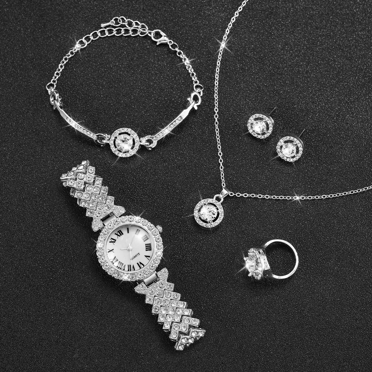 6 шт./компл. Роскошные женские – обзор и цена Jewelry Watches For Ladies