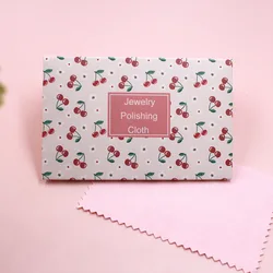 100pcs 10X7cm Cute Cherry Pink Color Packaging Silver Polish Cloth Gold Silver Jewelry Wiping Cleaning Tools