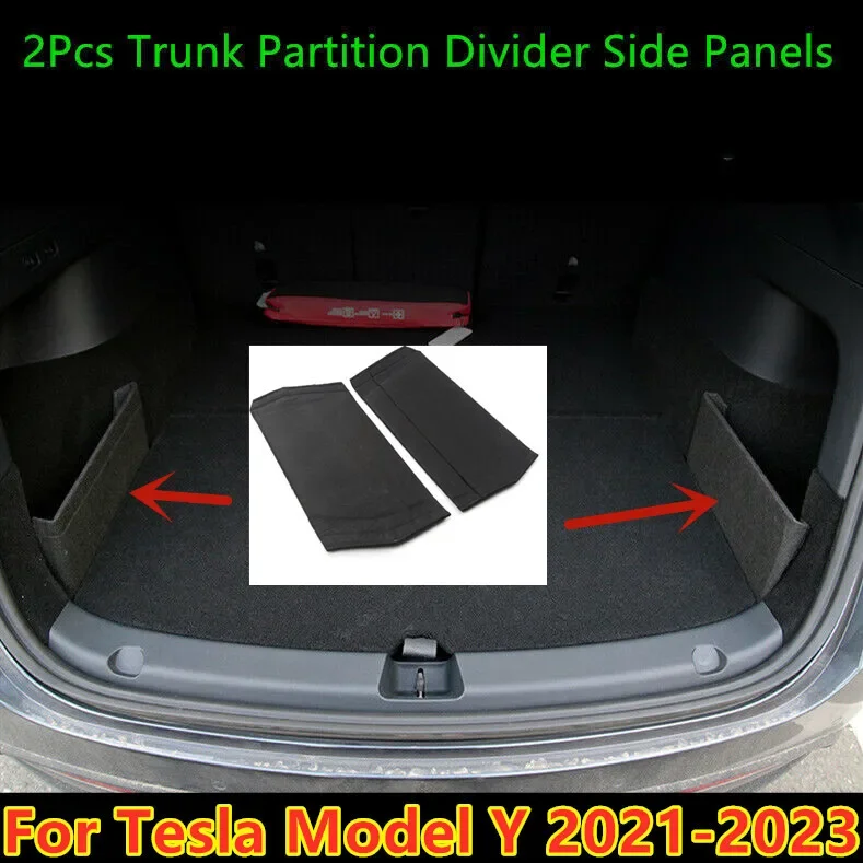 2Pcs Trunk Storage Box Partition Divider Panel For Tesla Model Y 2020 2023
