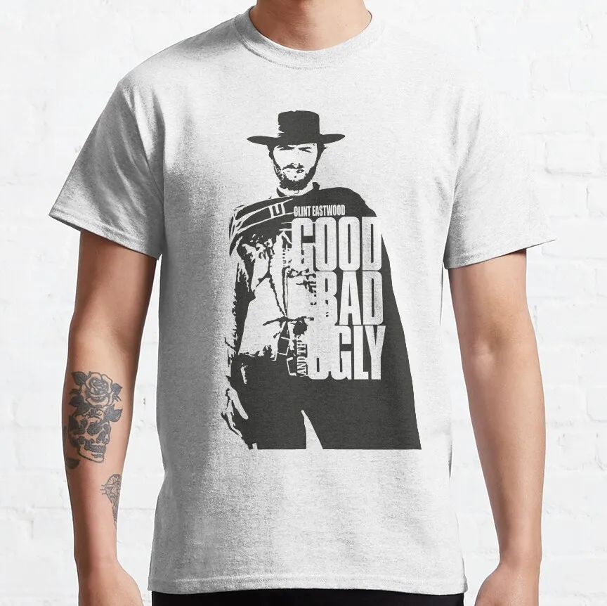 

Vintage Clint Eastwood Spaghetti Western Cowboy movie The Good The Bad and The Ugly 1966 film graphic t shirts Large size tops