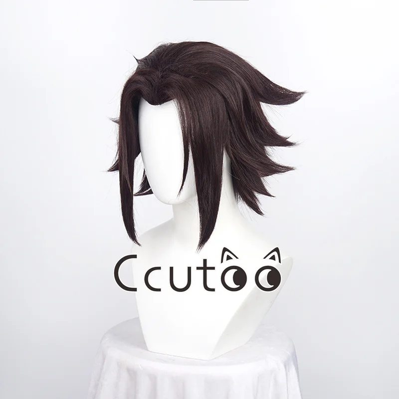 Yoh Asakura คอสเพลย์วิกผมอะนิเมะ SHAMAN KING สีน้ําตาลสั้นสังเคราะห์ผมทนความร้อนฮาโลวีนเล่นบทบาท + หมวกวิกผม