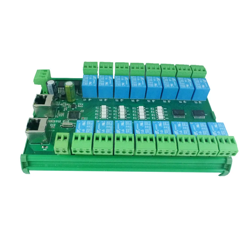 

DC 12V 16 CH EtherCAT Relay Module Industrial Ethernet Bus Fully Isolated Switch Output Board