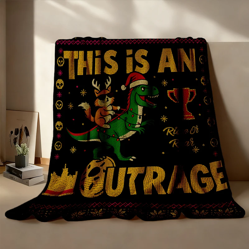 This Is An Outrage Christmas Ugly Flannel Blanket, Dungeon Crawler Carl Flannel Throw, New Achievement, Ride or Roar, Pr
