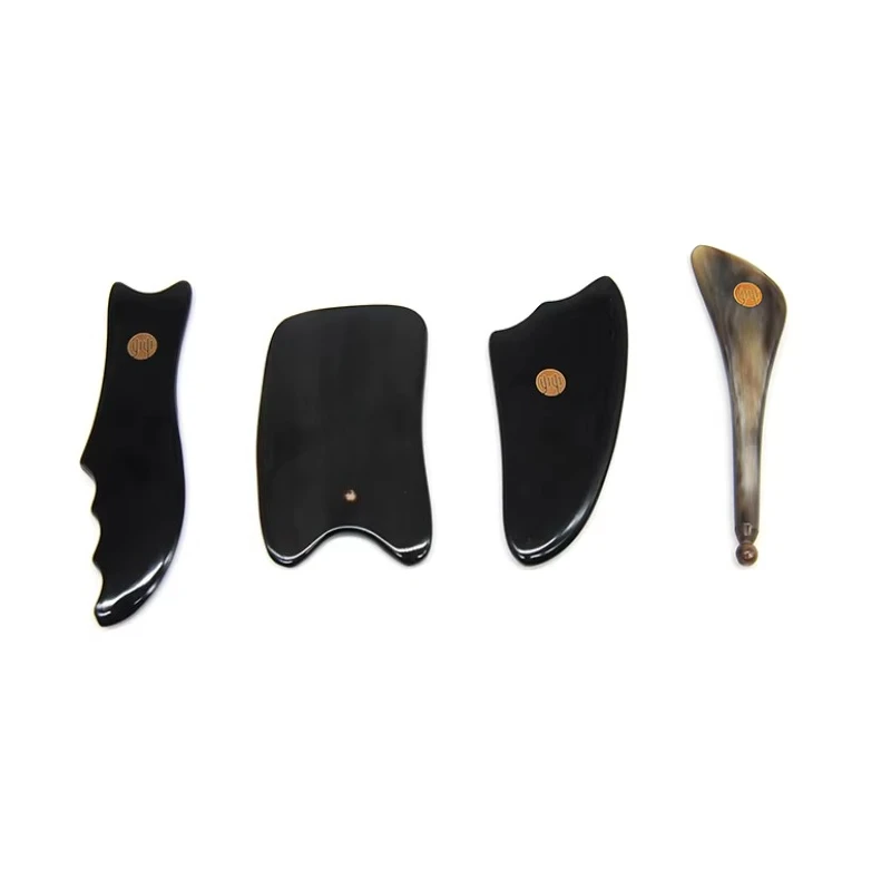 4 packs of horn scraping massage tool set, scraper massage comb, scraping spoon board to relieve muscle pain