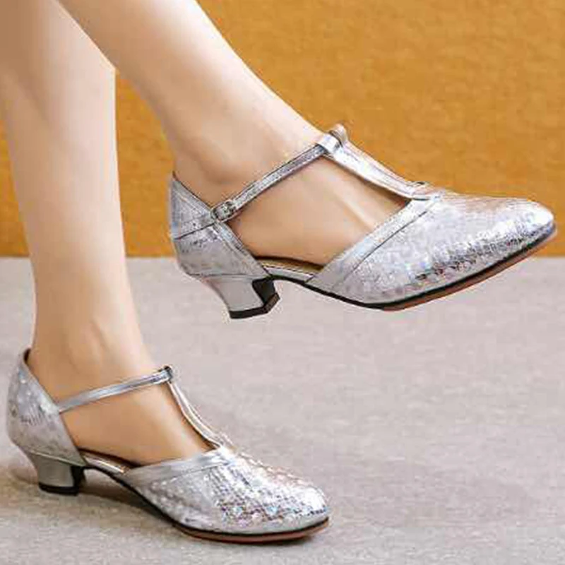 Women Tango Salsa Ballroom Latin Dance Shoes Ladies Wedding Shoes Mid Heel Heel Dance Shoes Jazz Dancing Shoes