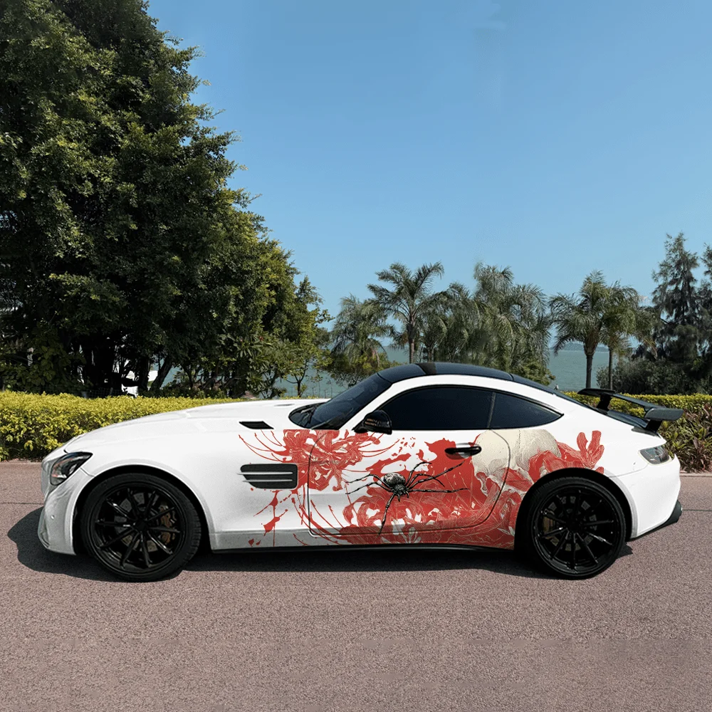 

Украшение боковой наклейки с изображением паука смерти, водонепроницаемая, устойчивая к царапинам наклейка из ПВХ, защита автомобиля, автоаксессуары в подарок