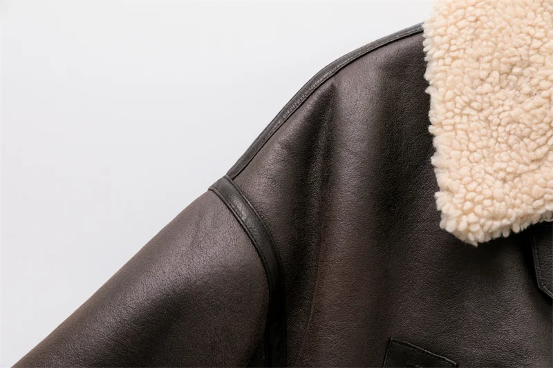 Neue Damenmode Dicke Warme Kunstfell-Jacke Vintage Langarm Mantel mit Gürtel für Frauen – Detail 6