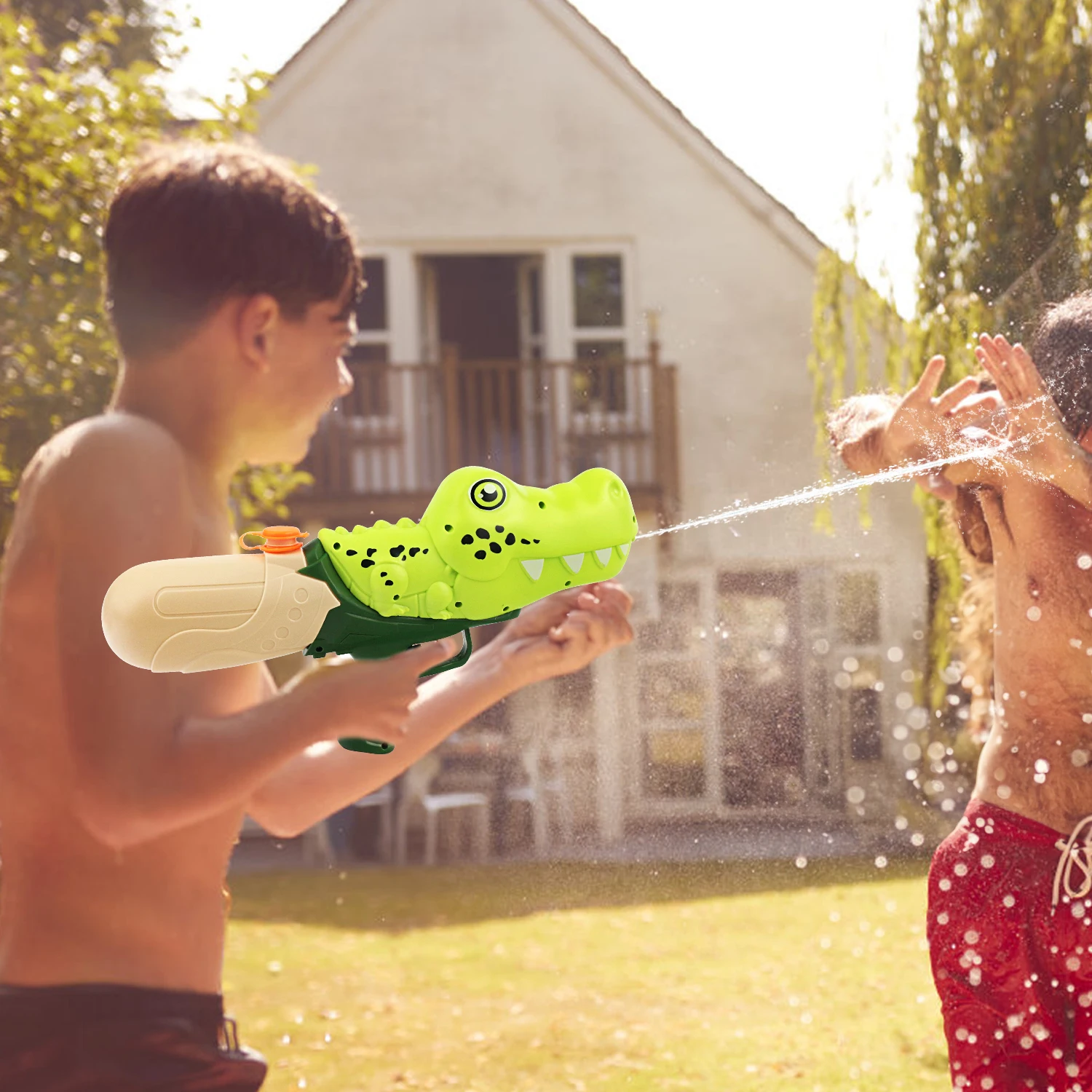 Pistola de agua de cocodrilo para niños, juguete de gran capacidad, al aire libre juego de agua para playa, Verano