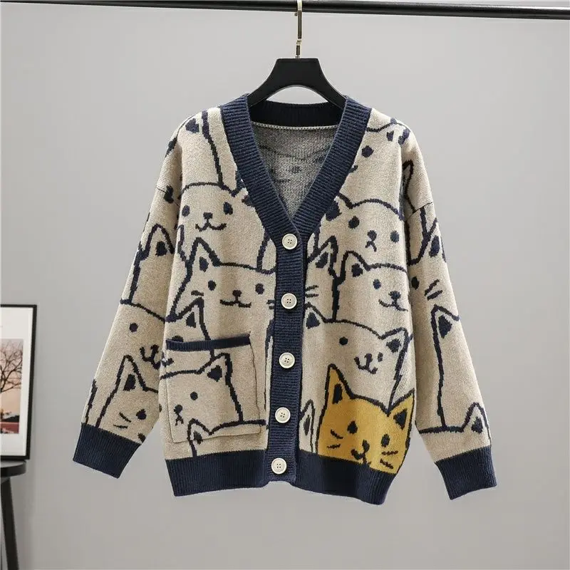 Spring and Autumn Clothing New Loose Vintage Cardigan Sweater Women's New Western-style Lazy Style Reduced Age Knitted Jacket