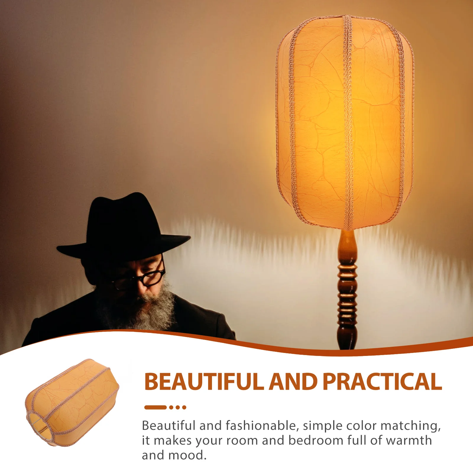 

Imitation Sheepskin Lantern Lampshade 20x30cm E27 Chinese Style Decorative Cover for Bedroom Living Room Table Floor Lamp