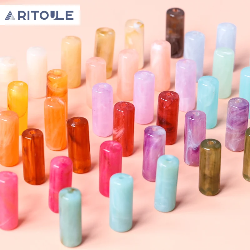 INS Japanese Halo Dye Fresh Colorful Round Beads Acrylic Tube Beads DIY Handmade Earrings Accessories Beaded Necklace Material