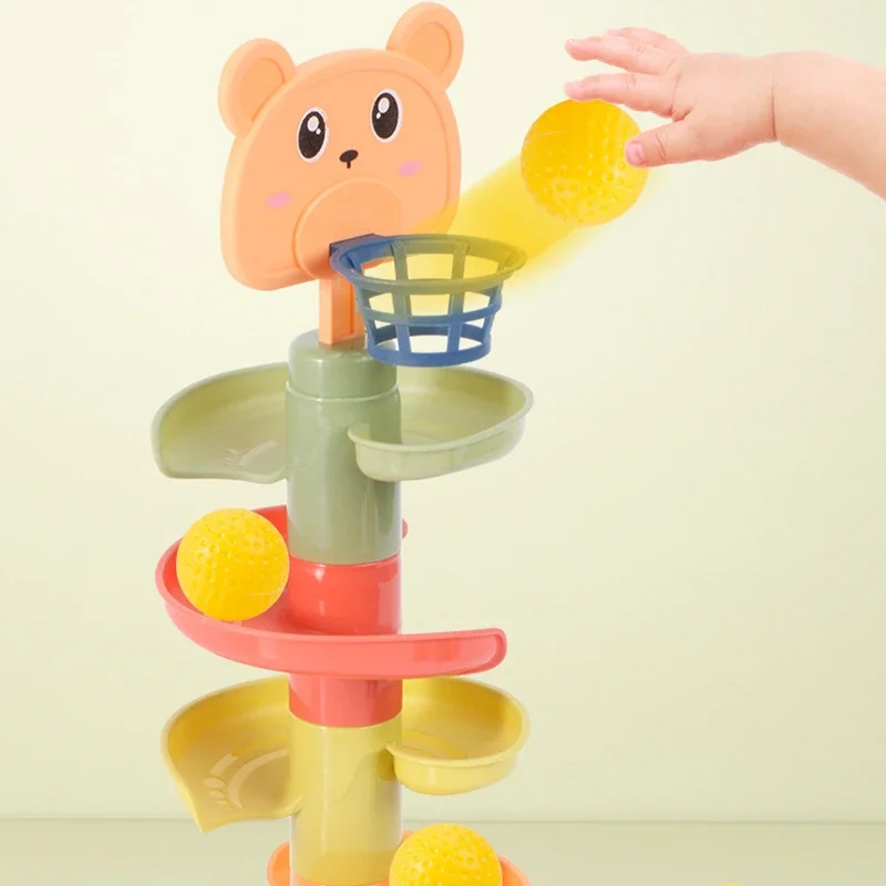 Baby Rotating Track Stacking Montessori Rolling Ball Tower Toys Early Parent Child Education Interactive Children's Toy Gifts