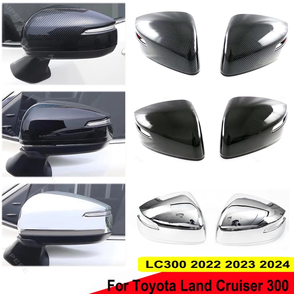 

Для Toyota Land Cruiser 300 LC300 2022 2023 2024, карбоновая боковая крышка зеркала заднего вида, декоративная отделка, внешние аксессуары автомобиля