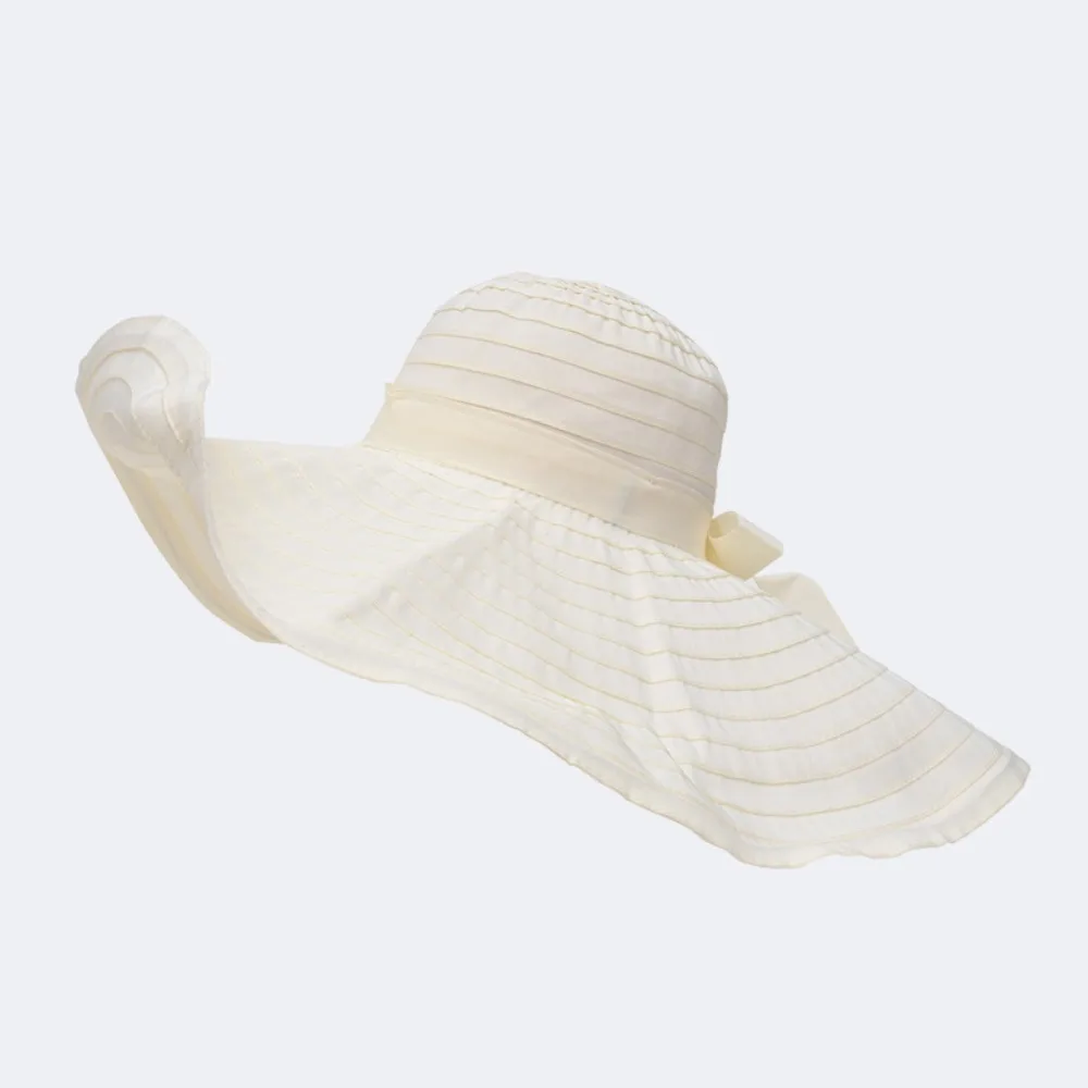 قبعة قابلة للتعبئة بعقدة على شكل فيونكة قابلة للتشكيل ذات حافة واسعة واقية من الشمس وقابلة للطي من البلاستيك قبعة دلو للأشعة فوق البنفسجية ومضادة للتنفس للنساء قبعة الشمس للشاطئ