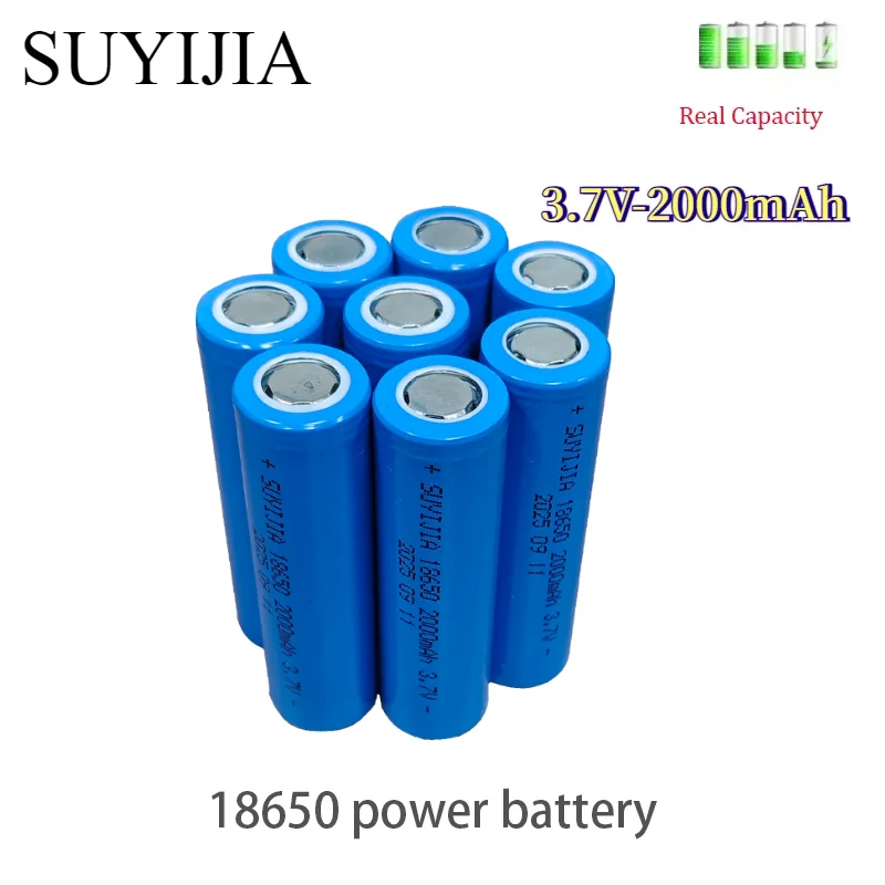 

18650 Battery 3.7V 2000mAh Rechargeable Li-ion Battery for Solar Energy Storage Power Tools Flashlight Electric Vehicles