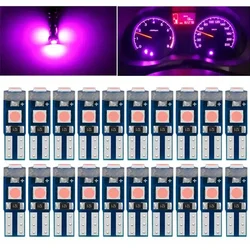 20PCS T5 LED 74 3-SMD Car Dashboard Lights Car Reading Instrument Panel Lamp Door License Plate Light 12V Pink Purple Led