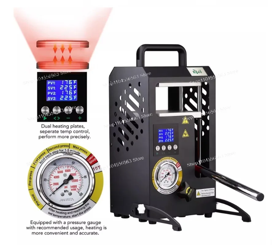 10T Rosin Press with Pressure Gauge Rosin Press Hot Press Embossing Machine
