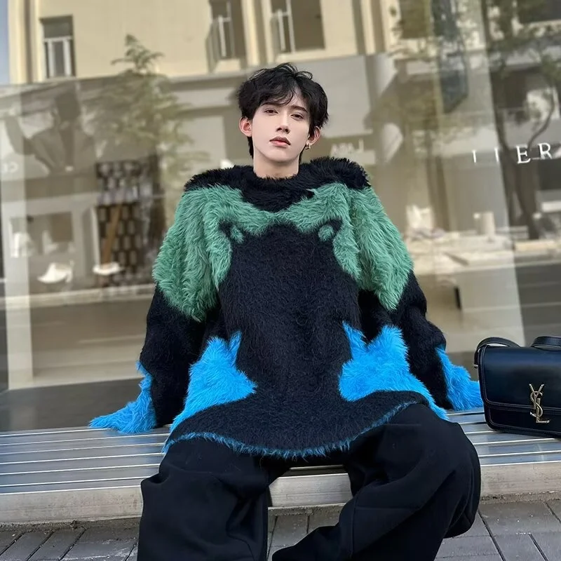 

Warm Fce Men's Knitted Sweater Casual Sle Soft Plu Winter Faion Breathable Straight Cut Polyester Fiber round Ne