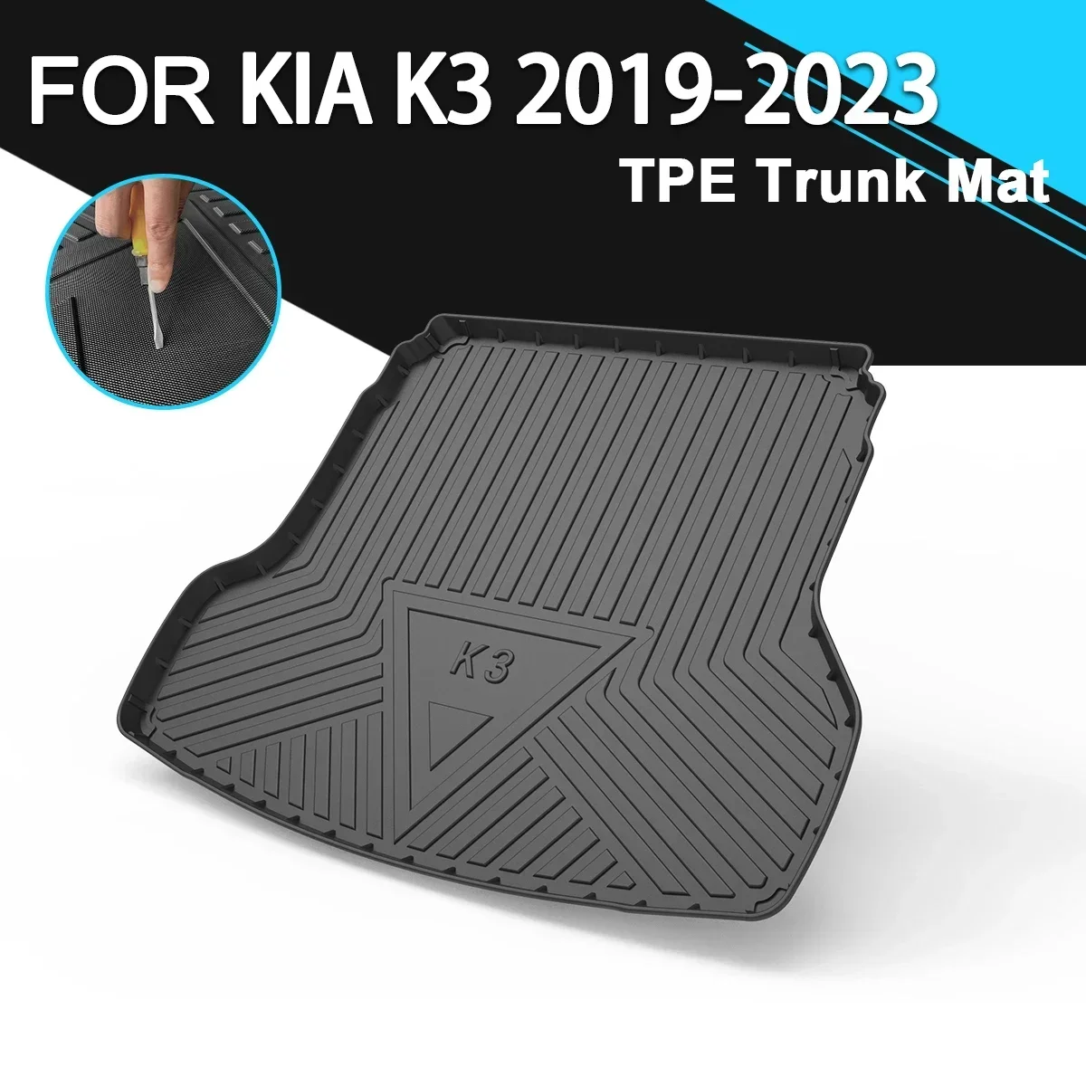 

Car Rear Trunk Cover Mat Rubber TPE Waterproof Non-Slip Cargo Liner Accessories For KIA K3 2019-2023