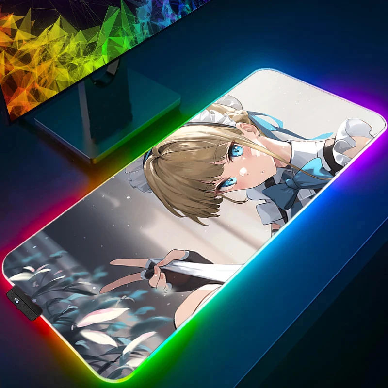 Anime Mousepad Blue Archive Asuma Toki Desk Mat RGB Office PC Computer Accessories Mouse Pad LED Laptop Gaming Cute Keyboard Pad