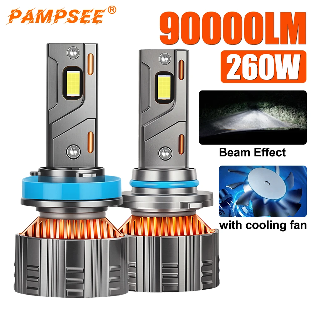 2PCS H7 H11 H1 H4 Led Headlight Bulb High Low Beam 260W 6000K LED 9005/HB3 9006/HB4 H7 H11 H4 H1 Double Copper Tube Led Light