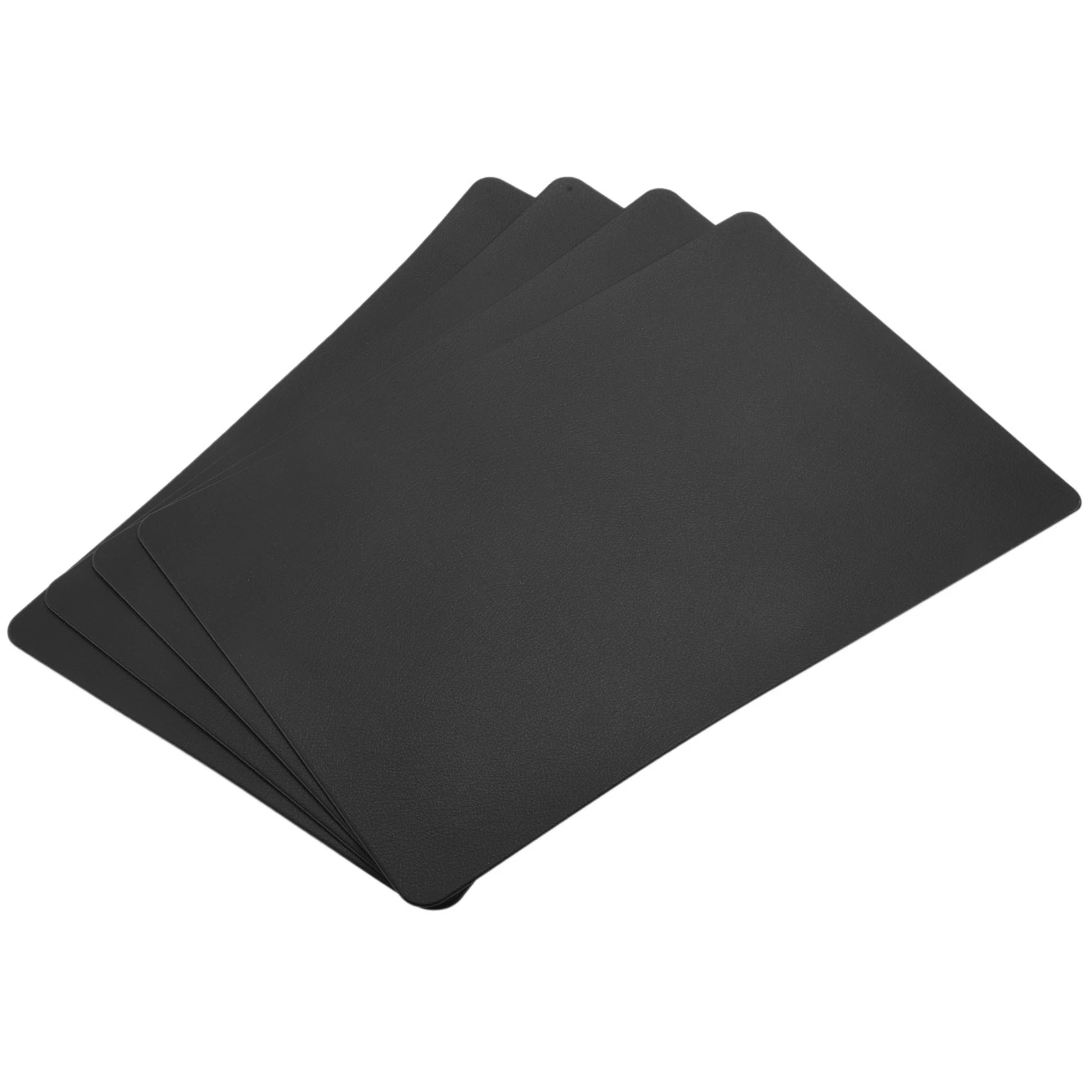 4PCS Heat-Resistant Placemats Artificial Leather Placemats Waterproof Non-Slip Washable Kitchen Placemats (Black)