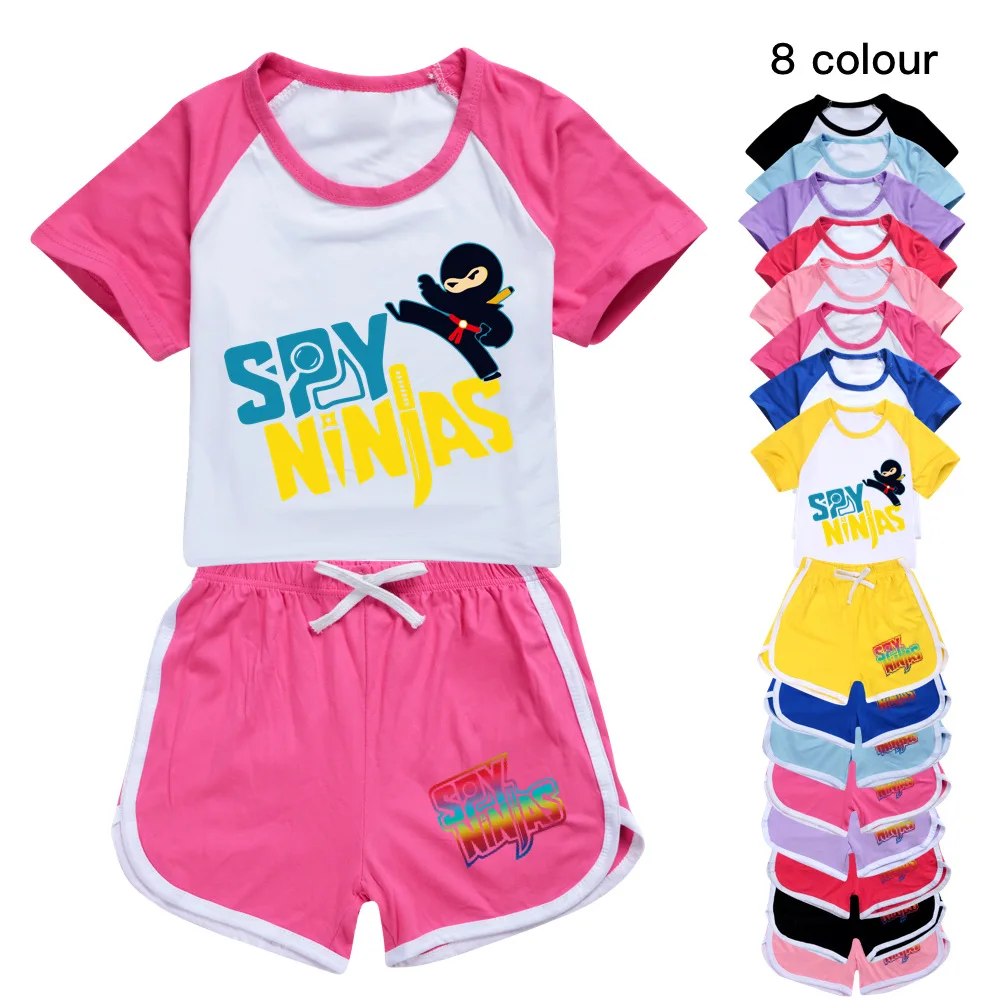 

SPY NINJA Casual Tracksuits Kids Clothes Set Summer Child Clothing T Shirt+Short Pant 2Pcs/Sets Toddler Girls Cotton Sport Suits