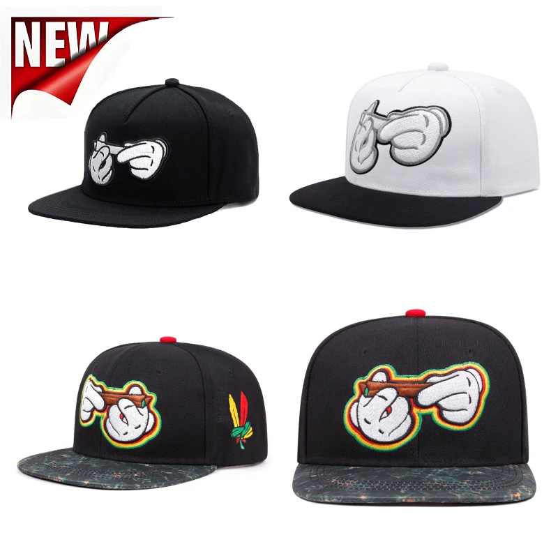 New Two Handed Cigarettes Embroidery Snapback Cap Hot Sale Unisex Fashion Adjustable Baseball Cap Women Flat Brimmed Hat
