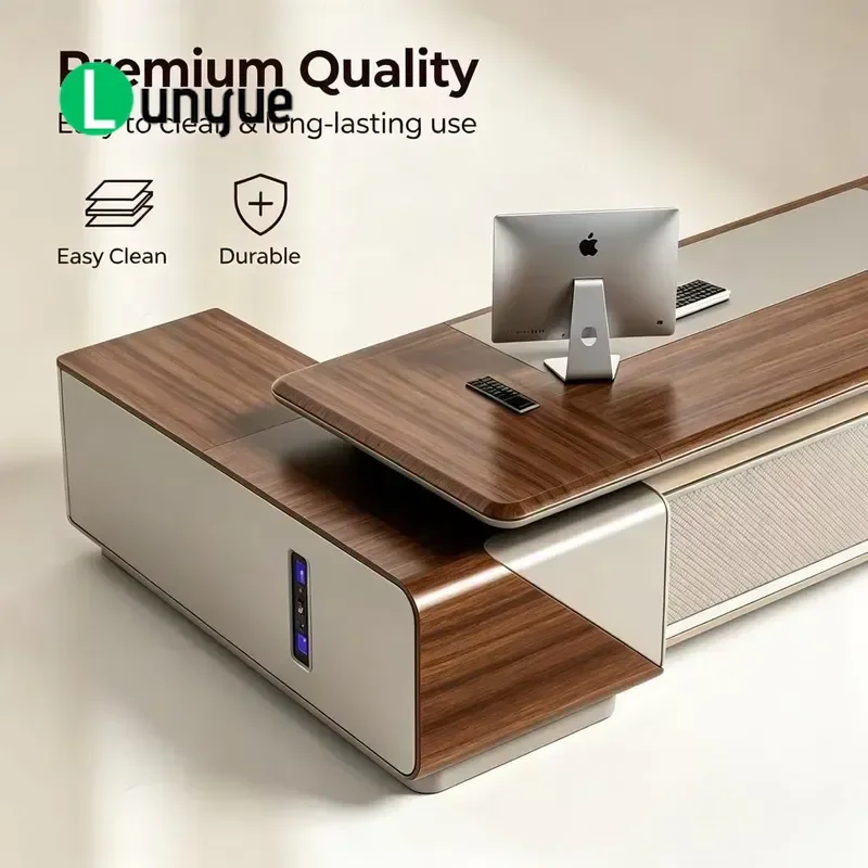 Modern L-Shaped Solid Wood Desk Set with Storage Durable Eco-Friendly Scalable Modular for Office Home Hotel Villa Furniture