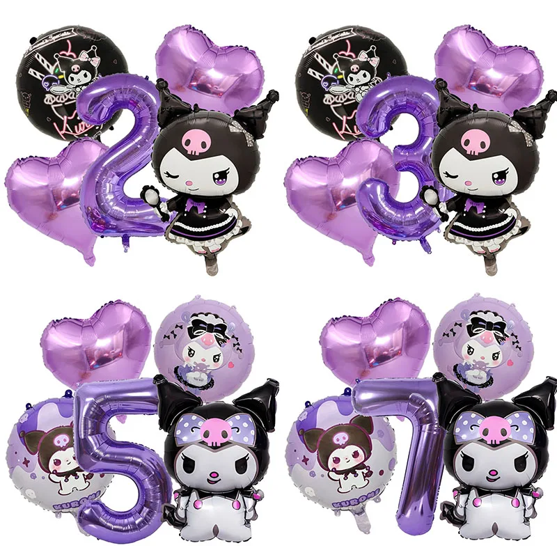 

Kawaii Kuromi Birthday Decoration Girl Party Number Balloons Set Cute Cartoon Baby Shower Love Shape Ballons Kids Party Supplies