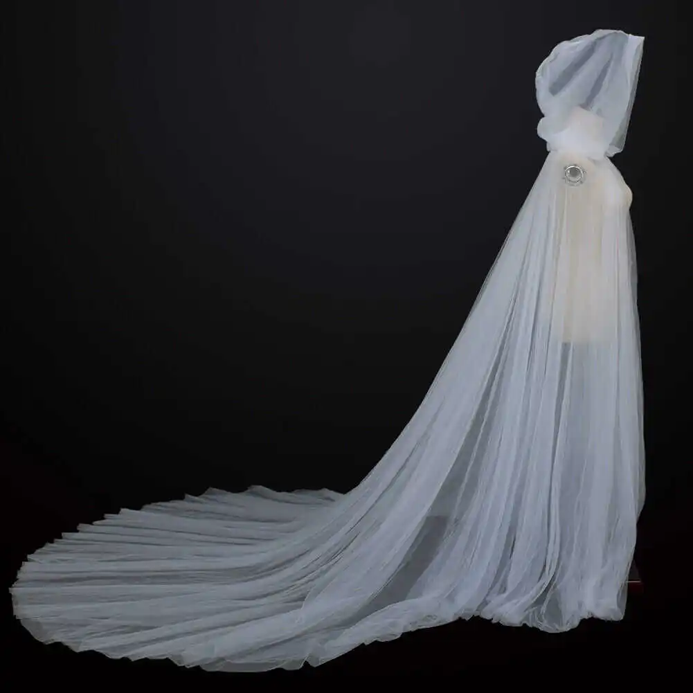 

Ele White Hooded Me Cloak Double Layer Ethereal Gown Long Dra Photoaphy Costume Lady's Faionable Traditional Ch...