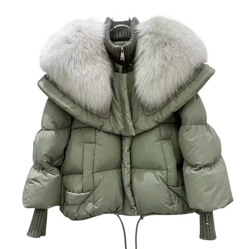 Fox Fur Collar Goose Down Jacket Fur Down Jacket Female Short Haining Winter Coat 2023 New Bread Clothing Women Winter Parkas