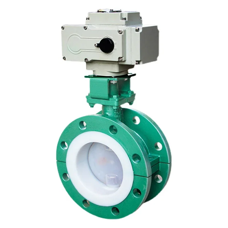 6 Inch Electric Actuated Flange Fluorine-lined Butterfly Valve 150lb Anti-corrosion Wcb Motorized Butterfly Valve