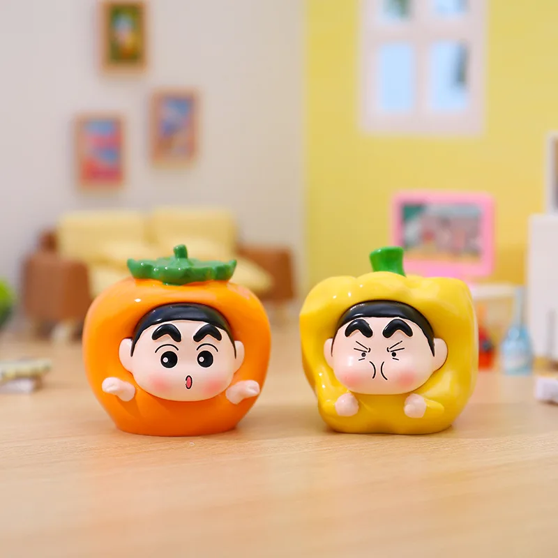 Miniso-caja ciega de crayón Shin Chan, caja ciega de deseos de verduras de dibujos animados, decoración creativa de adorno de escritorio para juego de moda